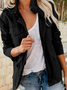Plain Stand Collar Zipper Boho Jacket