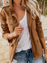 Plain Stand Collar Zipper Boho Jacket