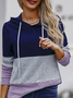 Women's Colorblock Printed Casual Long-Sleeved Hooded Sweatshirt