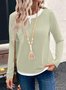 Women Color Block V Neck Casual Long Sleeve T-shirt