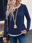 Women Color Block V Neck Casual Long Sleeve T-shirt