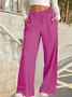 Women's  Elastic Waist H-Line Wide Leg Pants Daily Going Out Pants Deep Gray Casual Split Joint Plain Spring/Fall Pants