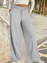 Women's  Elastic Waist H-Line Wide Leg Pants Daily Going Out Pants Deep Gray Casual Split Joint Plain Spring/Fall Pants