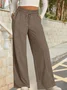 Women's  Elastic Waist H-Line Wide Leg Pants Daily Going Out Pants Deep Gray Casual Split Joint Plain Spring/Fall Pants