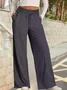 Women's  Elastic Waist H-Line Wide Leg Pants Daily Going Out Pants Deep Gray Casual Split Joint Plain Spring/Fall Pants