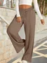 Women's  Elastic Waist H-Line Wide Leg Pants Daily Going Out Pants Deep Gray Casual Split Joint Plain Spring/Fall Pants