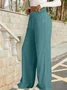 Women's  Elastic Waist H-Line Wide Leg Pants Daily Going Out Pants Deep Gray Casual Split Joint Plain Spring/Fall Pants
