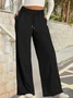 Women's  Elastic Waist H-Line Wide Leg Pants Daily Going Out Pants Deep Gray Casual Split Joint Plain Spring/Fall Pants