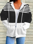Women's Abstract Print Casual Long Sleeve Zipper Hooded Sweatshirt Jacket