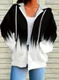Women's Abstract Print Casual Long Sleeve Zipper Hooded Sweatshirt Jacket