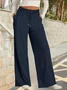 Women's  Elastic Waist H-Line Wide Leg Pants Daily Going Out Pants Deep Gray Casual Split Joint Plain Spring/Fall Pants