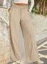 Women's  Elastic Waist H-Line Wide Leg Pants Daily Going Out Pants Deep Gray Casual Split Joint Plain Spring/Fall Pants