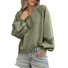 Casual V Neck Color Block Cotton Sweatshirt