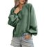 Casual V Neck Color Block Cotton Sweatshirt