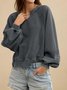 Casual V Neck Color Block Cotton Sweatshirt