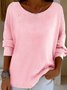 Women Plain Crew Neck Casual Long Sleeve T-shirt