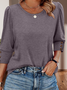 Women Geometric V Neck Vintage Long Sleeve T-shirt