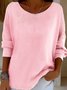 Women Plain Crew Neck Casual Long Sleeve T-shirt