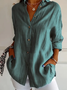 Women's Long Sleeve Shirt Spring/Fall Purple Plain Buckle Shirt Collar Regular Sleeve Daily Going Out Casual Top