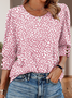 Women Geometric V Neck Vintage Long Sleeve T-shirt