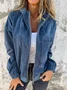 New Solid Color Simple Style Splicing Corduroy Zipper Hooded Coat Jacket