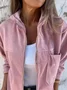 New Solid Color Simple Style Splicing Corduroy Zipper Hooded Coat Jacket