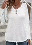 Women Plain V Neck Casual Long Sleeve T-shirt