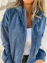 New Solid Color Simple Style Splicing Corduroy Zipper Hooded Coat Jacket