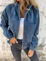 New Solid Color Simple Style Splicing Corduroy Zipper Hooded Coat Jacket