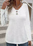 Women Plain V Neck Casual Long Sleeve T-shirt