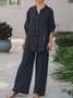 Casual Plain Stand Collar Two-Piece Set