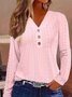 Casual Plain V Neck Blouse