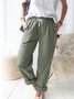 Women's Casual Loose Pocket Solid Color Trousers