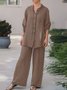 Casual Plain Stand Collar Two-Piece Set