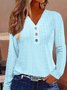 Casual Plain V Neck Blouse