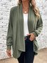 V Neck Plain Casual Cardigan