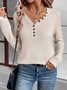 Women Plain V Neck Casual Long Sleeve T-shirt