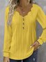 Casual Plain V Neck Blouse