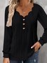 Casual Plain V Neck Blouse