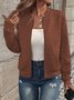 Casual Plain Stand Collar Jacket