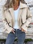 Casual Plain Lapel Collar Trench Coat
