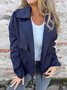 Casual Plain Lapel Collar Trench Coat