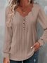 Casual Plain V Neck Blouse