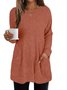 Women Plain Crew Neck Casual Long Sleeve T-shirt
