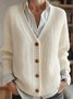 Women's Solid Color V-Neck Casual Loose Long-Sleeved Cardigan Regular Top