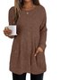 Women Plain Crew Neck Casual Long Sleeve T-shirt