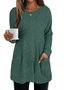 Women Plain Crew Neck Casual Long Sleeve T-shirt