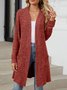 Lady Romance Wrap Rayon Pocket Autumn And Winter Long Solid Color Long Sleeve Loose Cardigan