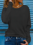 Women Plain Crew Neck Casual Long Sleeve T-shirt