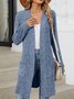 Lady Romance Wrap Rayon Pocket Autumn And Winter Long Solid Color Long Sleeve Loose Cardigan
